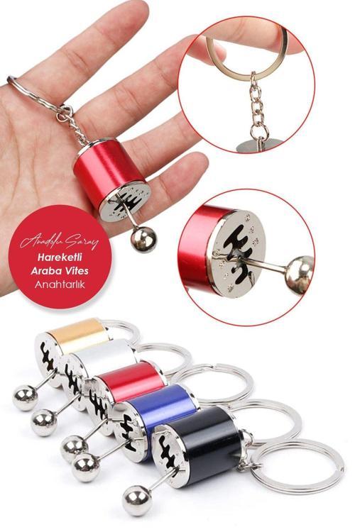 Hareketli Araba Vites Şekilli Anahtarlık Altı Hız Manuel Vites Dişli Shifter Topuzu Metal Anahtarlık