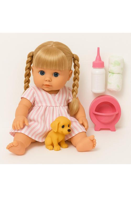 Melis Türkçe Konuşan Altını Islatan Oyuncak Et Bebek Seti 34 Cm