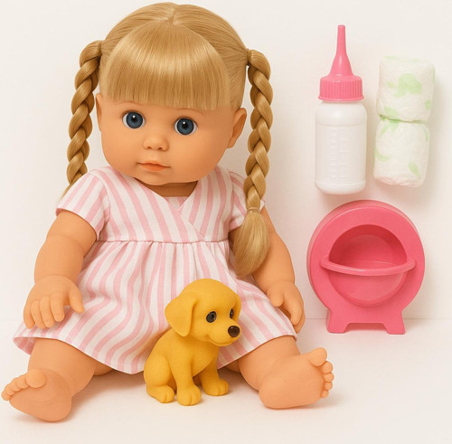 Melis Türkçe Konuşan Altını Islatan Oyuncak Et Bebek Seti 34 Cm