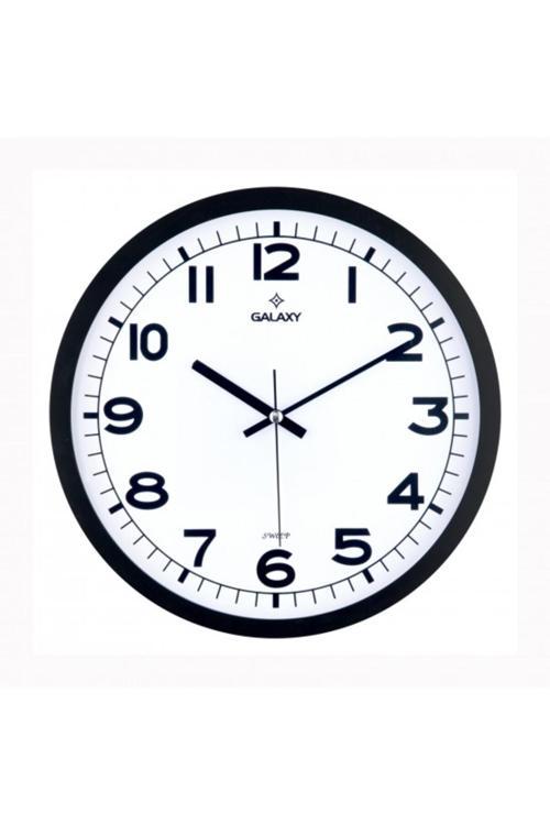 Duvar Saati Siyah Çerçeve Çap:29.5Cm Akrilik Boyalı Abs Çerçeve Mineral Cam Sess