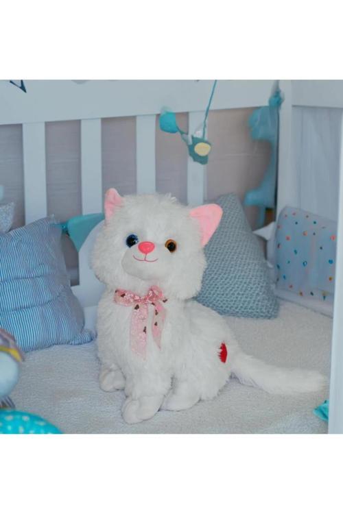 Peluş Sesli Beyaz Miyavlayan Van Kedisi 33 Cm Kedi