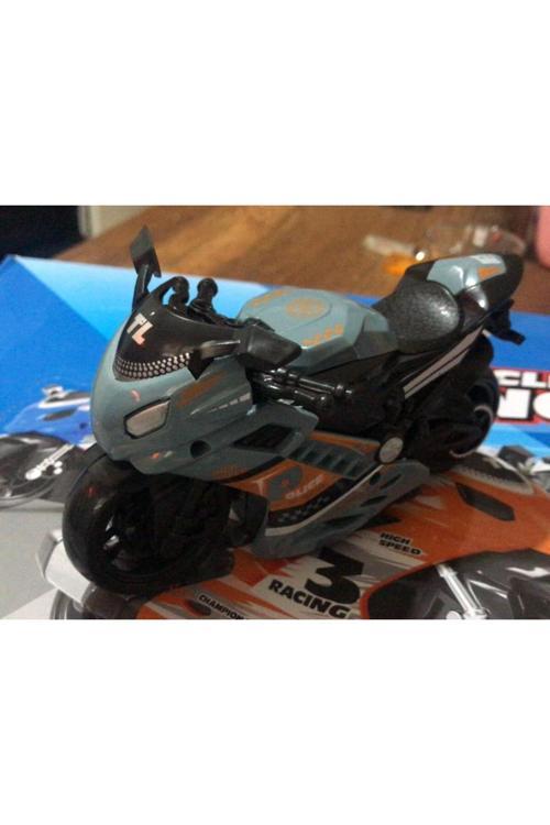 Oyuncak Sürtmeli Polis Motorsikleti 15 Cm Haki Gri Model Motorsiklet