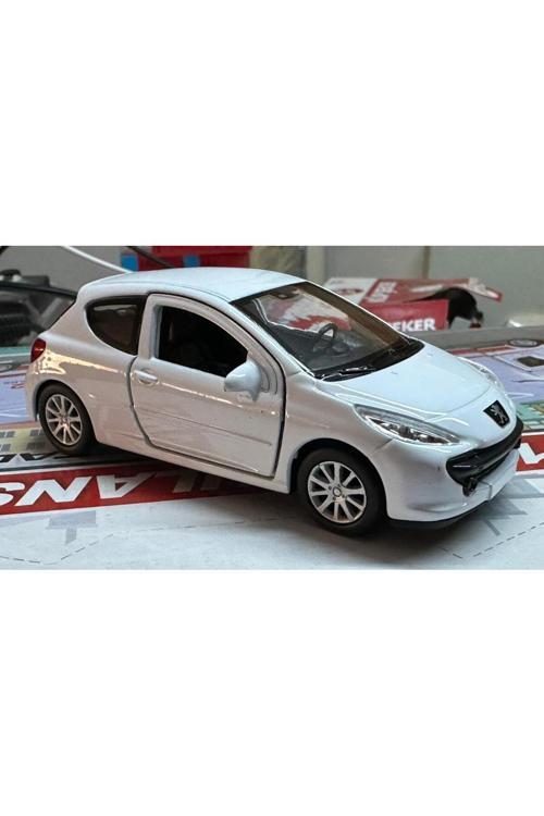 Oyuncak Metal Model Araba 1/36 Çek Bırak Peugeot 207 Beyaz