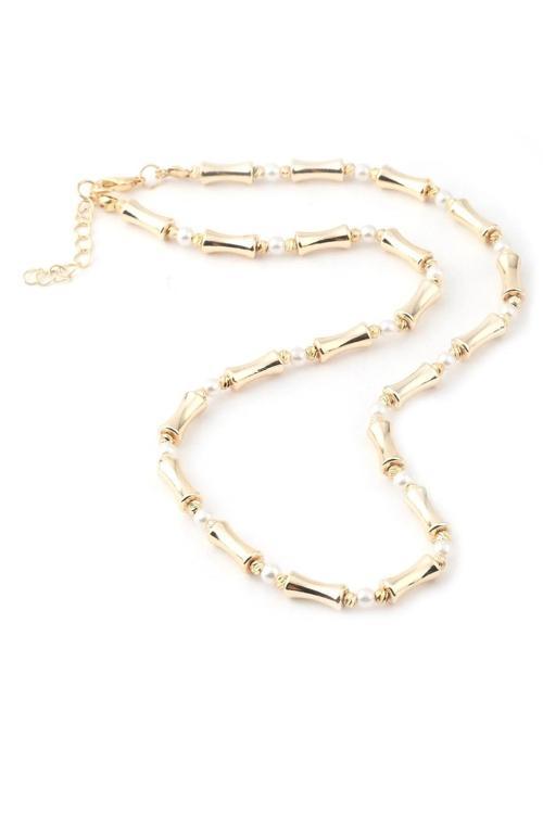 Vip İnci Taşlı Gold Renk Prinç Kadın Kolye