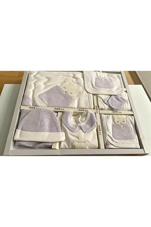 Unisex 0-3 Ay Bebeklere Gaye Organik Pamuk Ayıcık Nakışlı Ve Cepli 10 Lu Premium Set