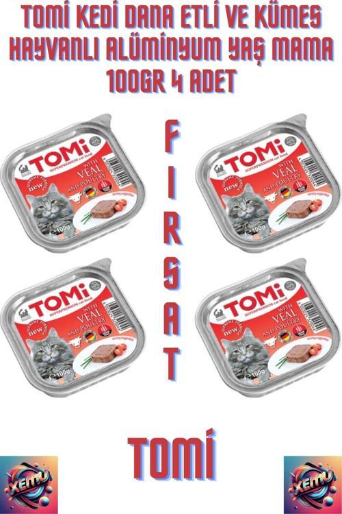 Kedi Dana Etli Ve Kümes Hayvanlı Alüminyum Yaş Mama 100gr 4 Adet.