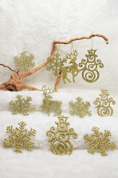 11'li Simli Süs Gold Yılbaşı Çam Ağacı Süsü 13cm