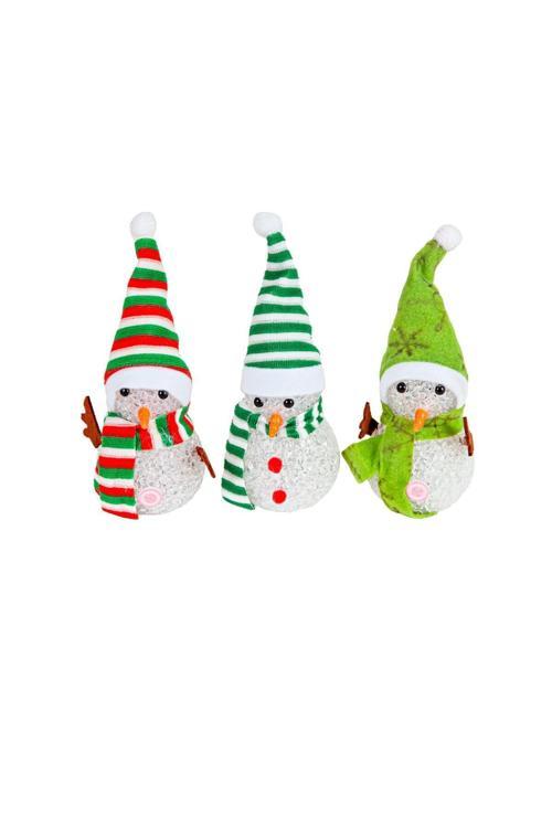 Dekoratif Yılbaşı Süsü Işıklı Kardan Adam 15 Cm