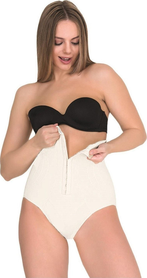 Agraflı Yüksek Bel Slip Korse Beyaz L-Xl