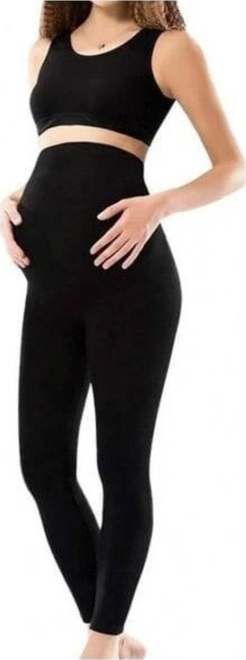 Defnada Likralı Uzun Hamile Lohusa Tayt Siyah Siyah 2Xl