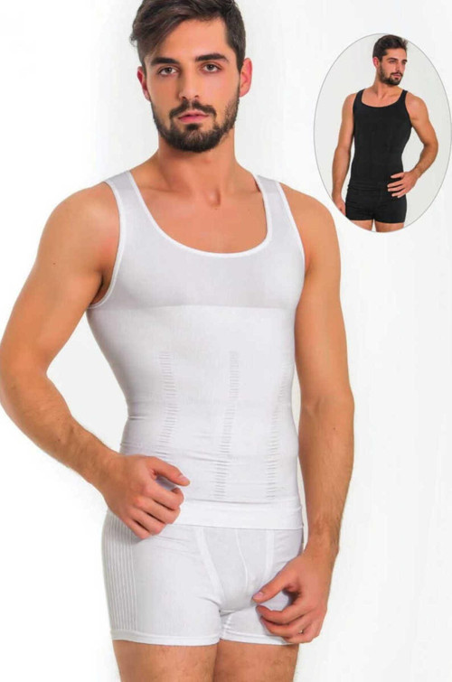 Erkek Extra Göbek Sıkılaştırıcı Korse Atlet Beyaz S