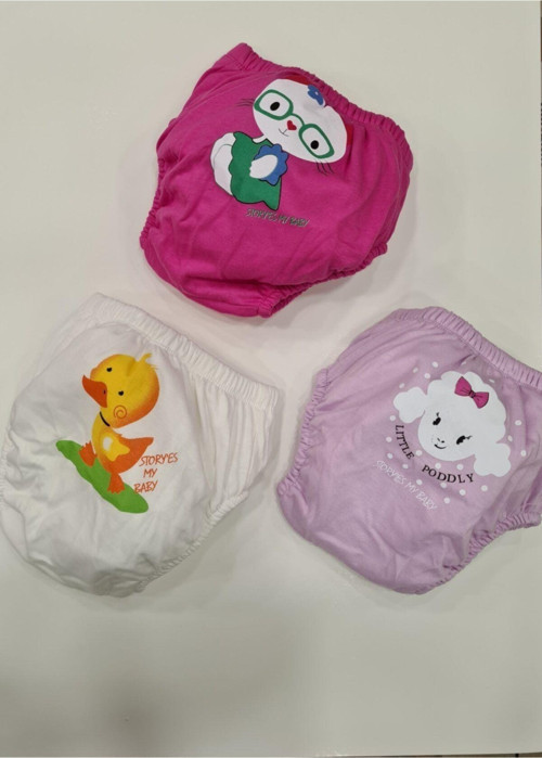 Kız Bebek Alıştırma Kilodu 3'Lü 2 Numara Beyaz - Fuşya - Mor 3 Yaş
