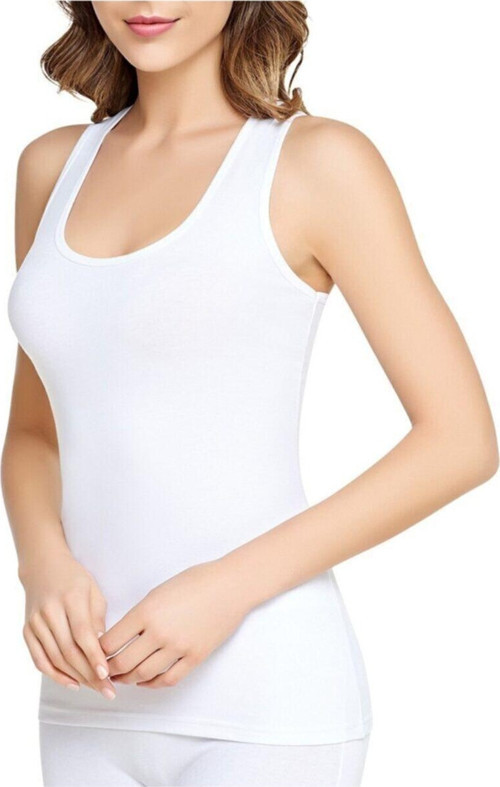 Kadın Beyaz Geniş Askılı Elestan 3 Lü Paket Atlet Beyaz L-Xl
