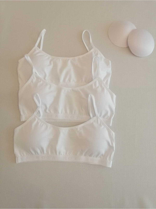Kadın Ip Askılı Pedli Büstiyer 3'Lü Beyaz L-Xl