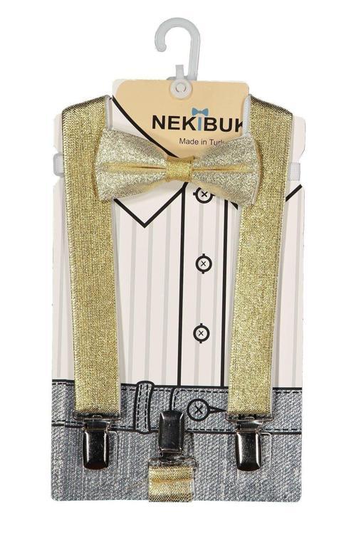 Erkek Çocuk Sarı Pantolon Askısı Ve Papyon Seti Sarı 6-9 Yaş