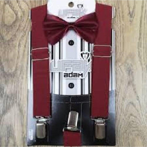 Erkek Çocuk Bordo Papyon Askı Seti Pantolon Askısı Bordo S