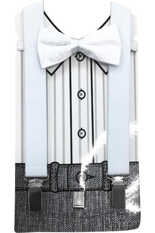 Bebek Çocuk Beyaz Papyon Ve Pantalon Askısı Set Beyaz Tek Ebat