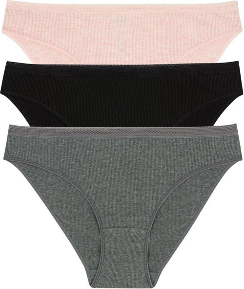 Kadın Karışık Renkli Korseli İncelten 3Lü Slip Külot Çok Renkli Xl