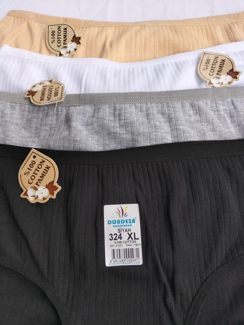 Bikini %100 Pamuk 4'Lü Paket Çok Renkli Xl