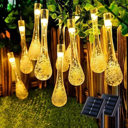 6.5 Metre 1 Adet Günışığı Renk Damlacık Solar Dış Mekan Işıkları, Güneş Enerjili LED Işıklar