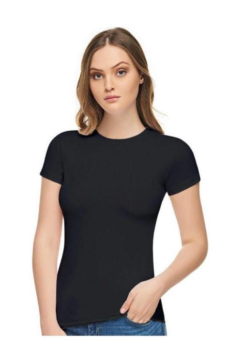 3'Lü Bayan Likralı Sıfıryaka Yarımkol Atlet Siyah Xl