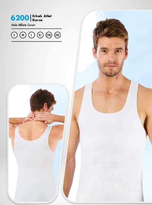 6200 Erkek Atlet Korse - Xl, Beyaz Beyaz M