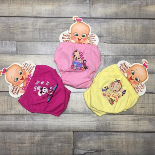 Sevimli Kahramanlar Kız Alıştırma Külot 3 Adet Pembe - Sarı - Fuşya 3 Yaş
