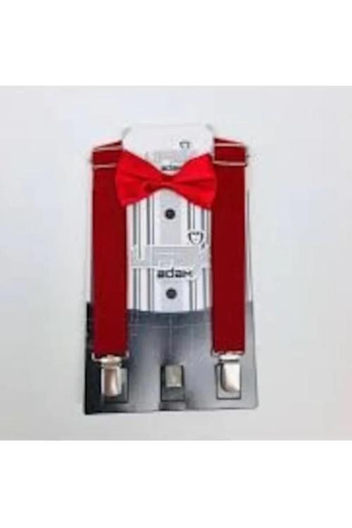 Çocuk Papyon Askı Seti Pantolon Askısı Kırmızı ( 1 - 6 Yaş Için Uygundur ) Kırmızı S