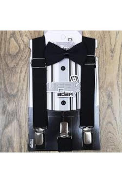 Erkek Çocuk Siyah Papyon Askı Seti ( 1 - 6 Yaş Için Uygundur ) Siyah S