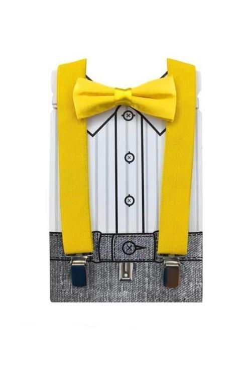 23 Nisan Sarı Pantolon Askısı Ve Papyon Takım 1-6 Yaş Sarı Tek Ebat