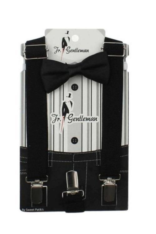 Bloom Store Erkek Çocuk Siyah Pantolon Askısı Ve Papyon Seti 1-6 Yaş Siyah Tek Ebat