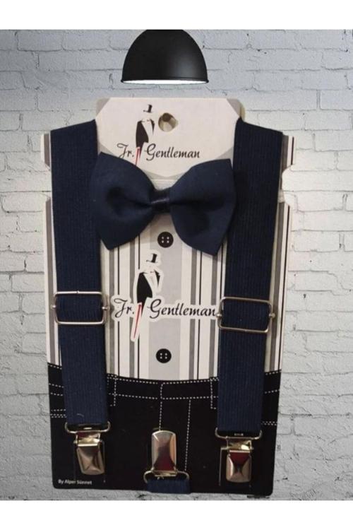 Erkek Çoçuk Lacivert Pantolon Askısı Ve Papyon Seti (1-6) Yaş Lacivert Tek Ebat