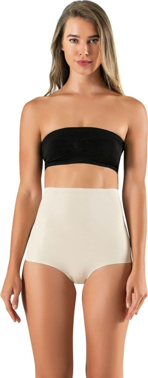 Kadın Ten Yüksek Bel Slip Toparlayıcı Korse Dikişsiz Lazer Kesim Ten L