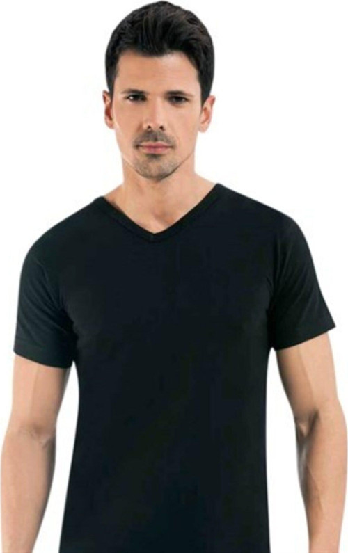 Kısa Kollu V Yaka Termal Üst İçlik Siyah L-Xl