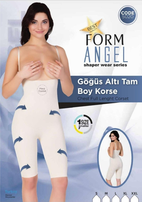 Gögüs Altı Tam Boy Korse 2 Beden Inceltici Body Korse Bej 2Xl