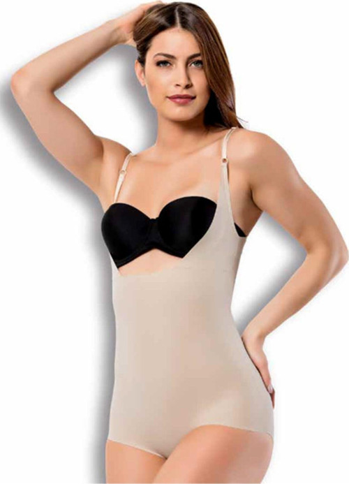 Kadın Ten Rengi Lazer Kesim Göğüs Destekli Body Korse Ten 3Xl