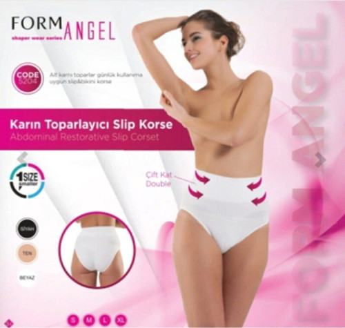 Yüksek Bel Toparlayıcı Slip Korse Kadın Külot Ten Ten L-Xl