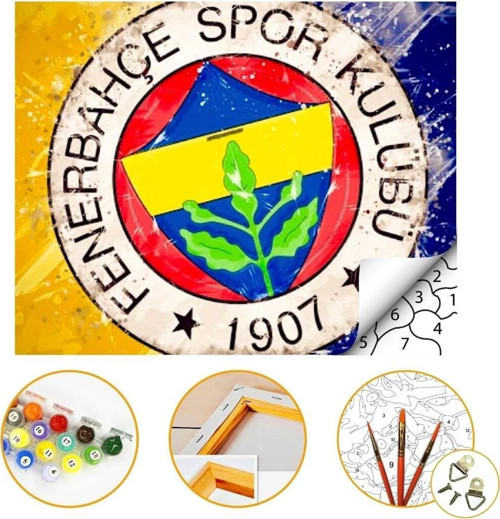 Fenerbahçe - Sayılarla Boyama Seti Kasnaklı 40x50cm Boyalar ve Fırçalar Dahil
