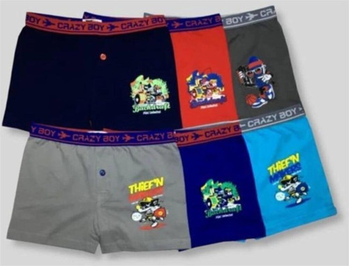 Erkek Çocuk Baskılı 6'Lı Paket Pamuklu Boxer Çok Renkli 5
