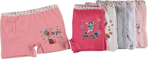 6'Lı Paket 402 Kız Çocuk Boxer Çok Renkli 5-6 Yaş