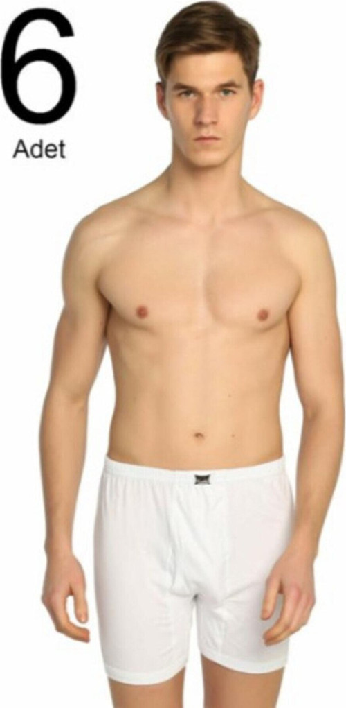 Erkek Beyaz 6'Lı Paket Penye Paçalı Külot Beyaz 3Xl