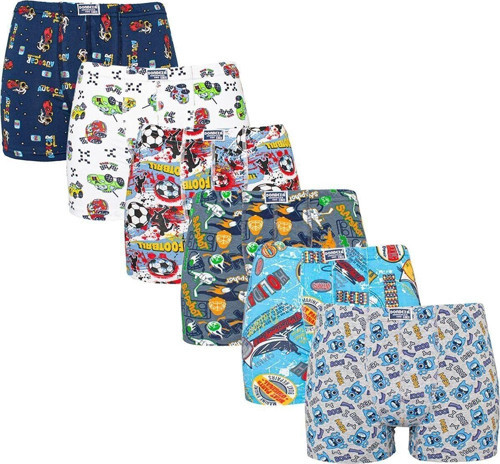 Erkek Çocuk Renkli Desenli Pamuklu Boxer 6 Adet Çok Renkli 7-8 Yaş
