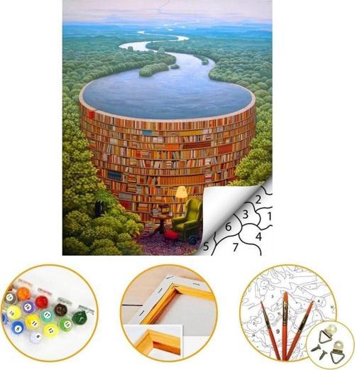 Kitap Deryası - Sayılarla Boyama Seti Kasnaklı 40x50cm Boyalar ve Fırçalar Dahil