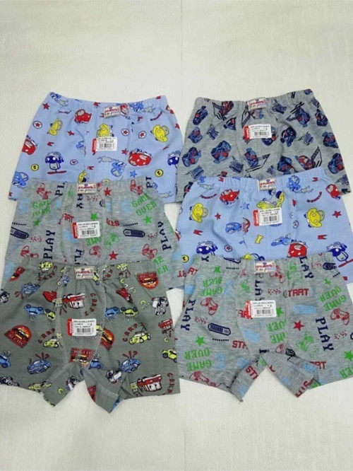 6'Lı Paket Araba Desenli Erkek Çocuk Boxer Çok Renkli 2-4 Yaş