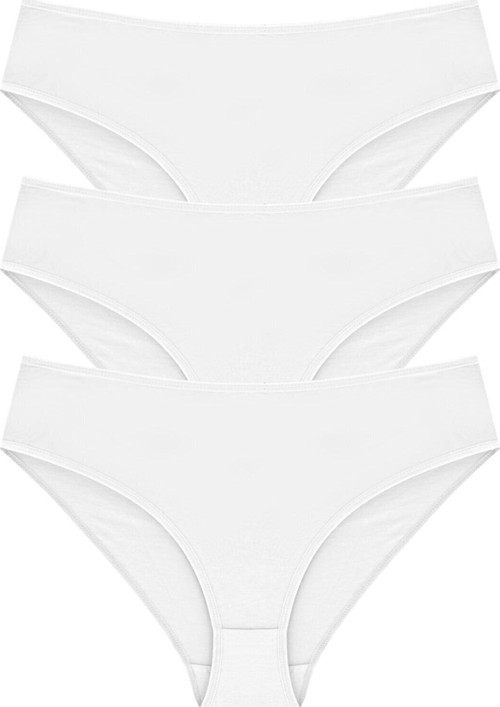 Yüksek Bel Külot 3 Lü Paket Pamuk Beyaz L-Xl