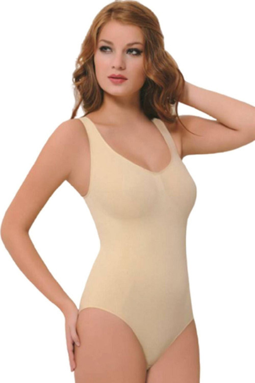 Kadın Ten Dikişsiz Vücut Korse Bej L