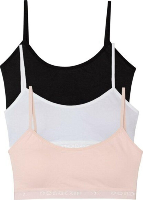 Kadın Siyah Beyaz Ten Yarım Atlet Büstiyer 3'Lü Renkli L-Xl