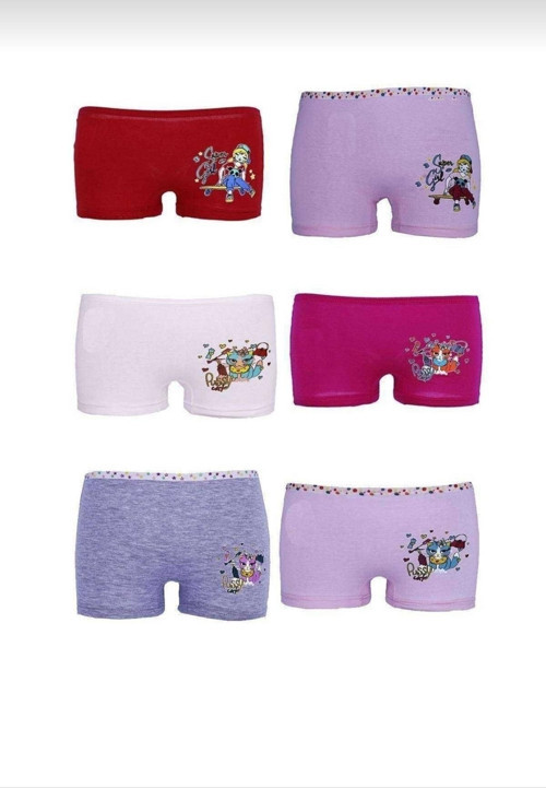 Kız Cocuk Baskılı Boxer 6 Li Çok Renkli 11-12 Yaş