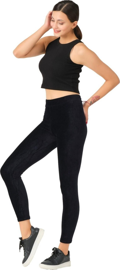 Kadife Fitilli Yumuşacık Tayt Siyah M