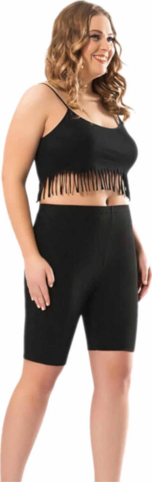 Kadın Siyah Büyük Beden Likralı Kapri Tayt 4005B Siyah Xl-2Xl